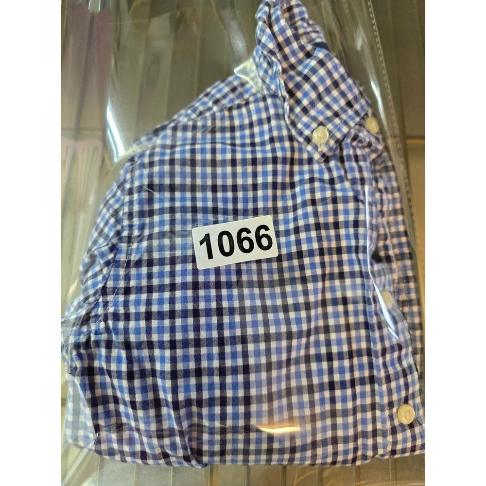 Kids Ralph Lauren‎ Blue Gingham Check Button Down Shirt Sz 4T Long Sleeve Cotton
